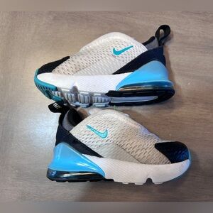 Nike Air Max 270 boys girls unisex white and light blue  sneakers 5c NO BOX